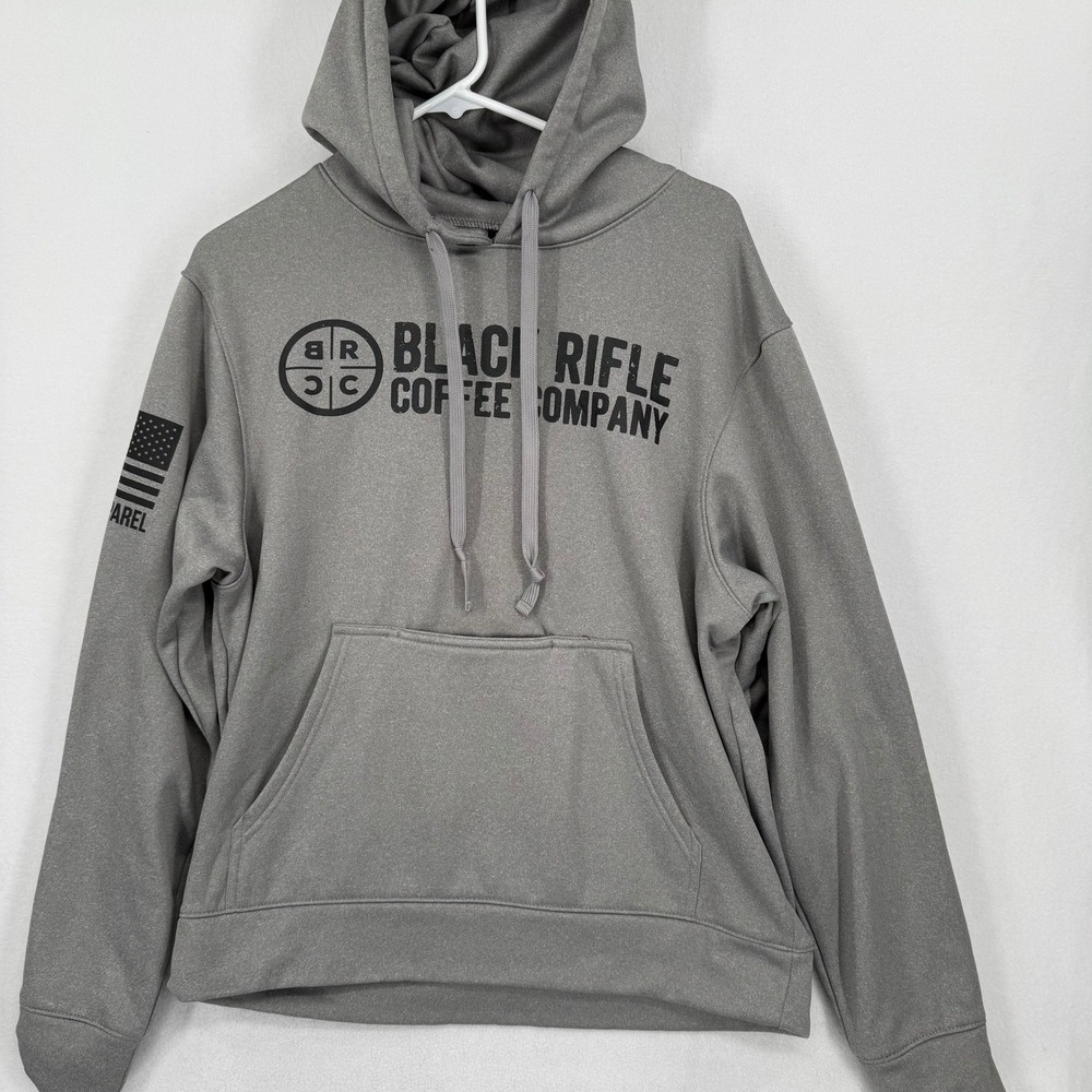 Black Rifle Coffee Company Hoodie Nine Line Apparel Grey Pocket Mens M